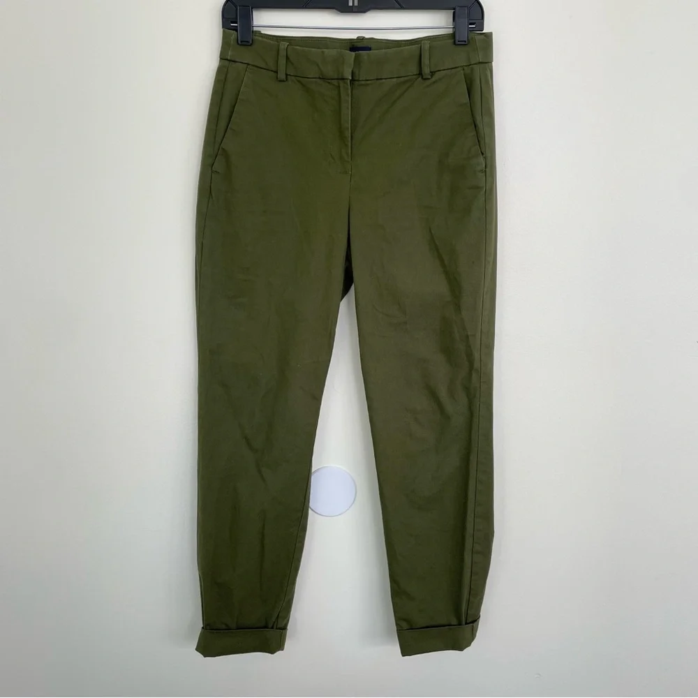 J Crew Mercantile Effortless Slim Crop Chino Pant Green 4 Preppy Utility J9743